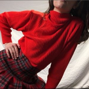 Vibrant Burnt Orange Ribbed Knit Chaus Turtleneck